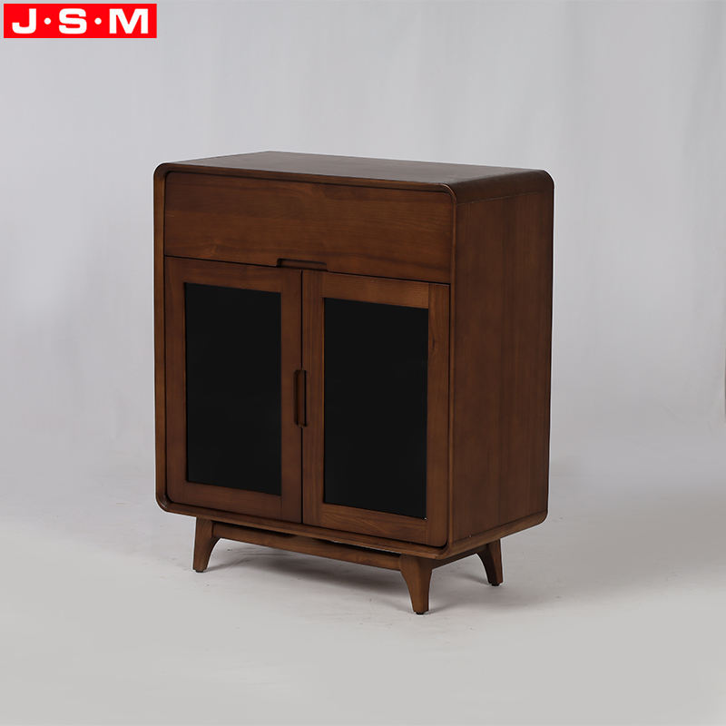 Simple One Drawers Brown Ash Timber Wood Base Living Room Cabinet