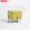 Living Room Square Fabric Storage Lounge Chair Pouf Storage Bench Metal Base Ottoman Stool