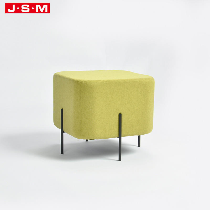 Living Room Square Fabric Storage Lounge Chair Pouf Storage Bench Metal Base Ottoman Stool