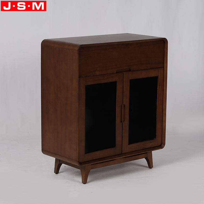 Simple One Drawers Brown Ash Timber Wood Base Living Room Cabinet