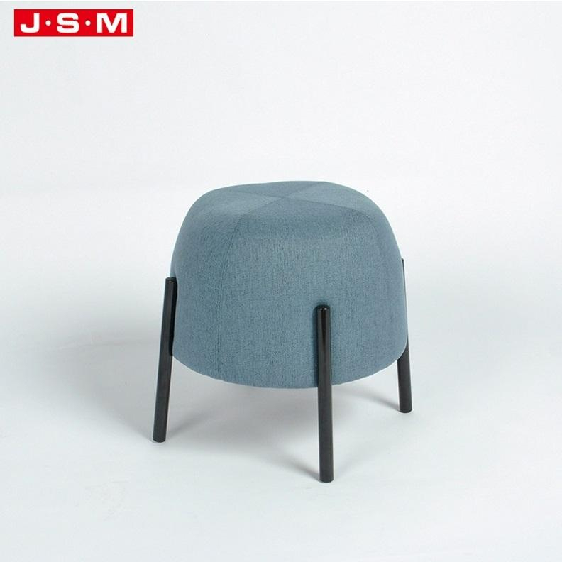 Living Room Furniture Round Wooden Frame Metal Leg Single Ottoman