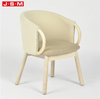 Wooden Solid Color Fabric Low Back Garden Arm Chair Dining Chair