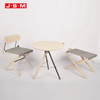 Simple Coffee Design Afternoon Portable Triangular Foundation Frame Tea Modular Metal Base Solid Wood Log Coffee Table