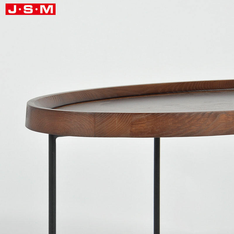 Nordic Books Home Decor Round Living Room Wood European Designer Metal Base Coffee Table