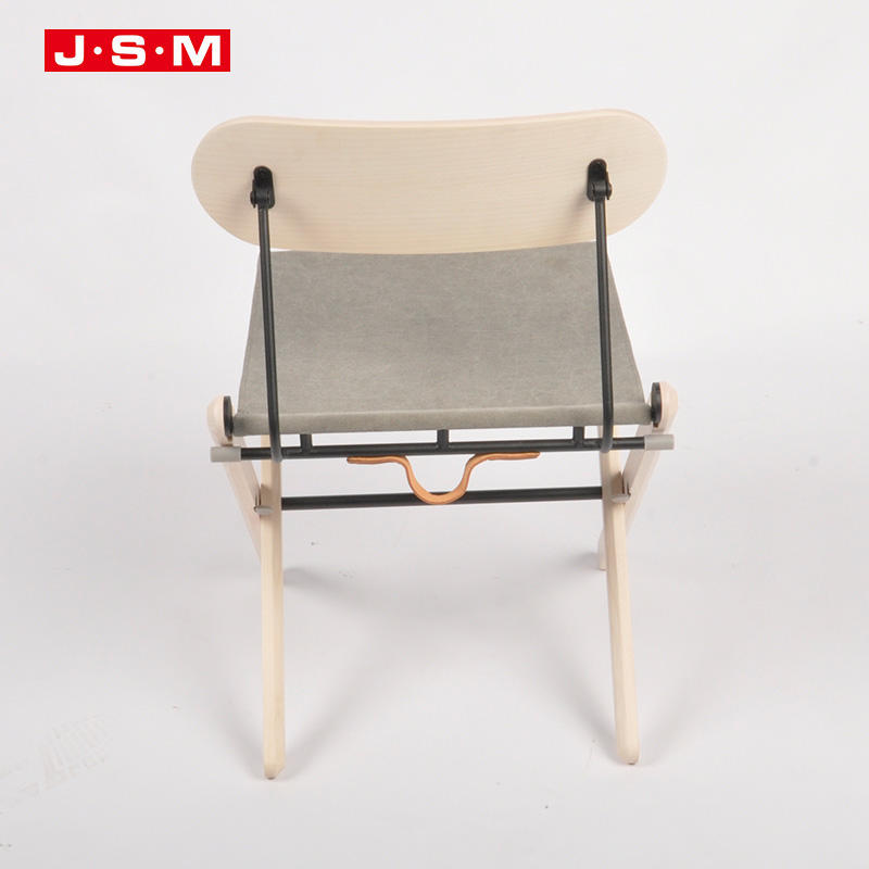 Modern Elastic Design Canvas Seat Maximalist Veneer Back Wood Restaurant Dining Chair