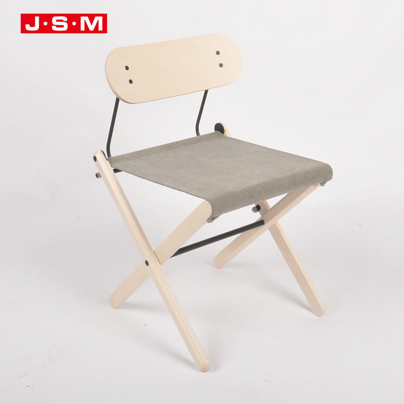 Modern Elastic Design Canvas Seat Maximalist Veneer Back Wood Restaurant Dining Chair
