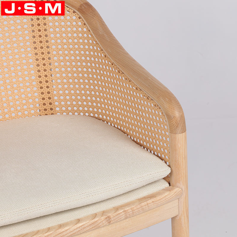 Hot Sell Customization Ash Wood Pvc Rattan Upholstery Seat Pad Dining Chair
