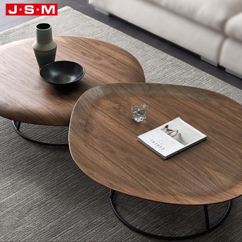 Nordic Small Round Wood Coffee Table Metal Leg Coffee Table For Living Room