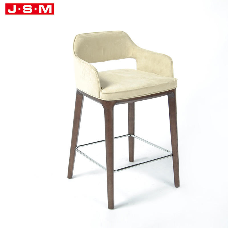 Hot Sale Luxury Modern Wooden Restaurant Furniture Bar Chair Coffee Kitchen Restaurant Back Rest High White Stool Bar Chair