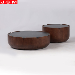 Luxury Living Room Stone Top Round Drum Shape Tea Table Coffee Table