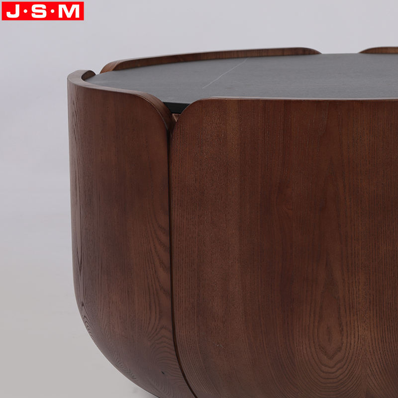 Luxury Living Room Stone Top Round Drum Shape Tea Table Coffee Table