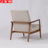 Modern Living Room Leisure Chair Fabric Wooden Legs White Armchair