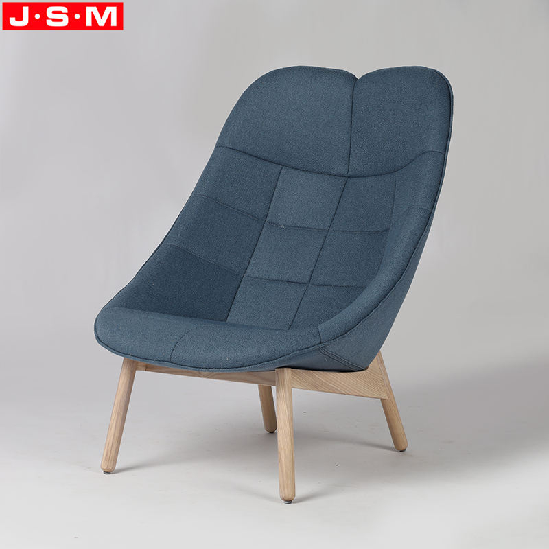 Wooden Base Comfortable Molded Foam Leisure Chair Living Room High Back Armchair