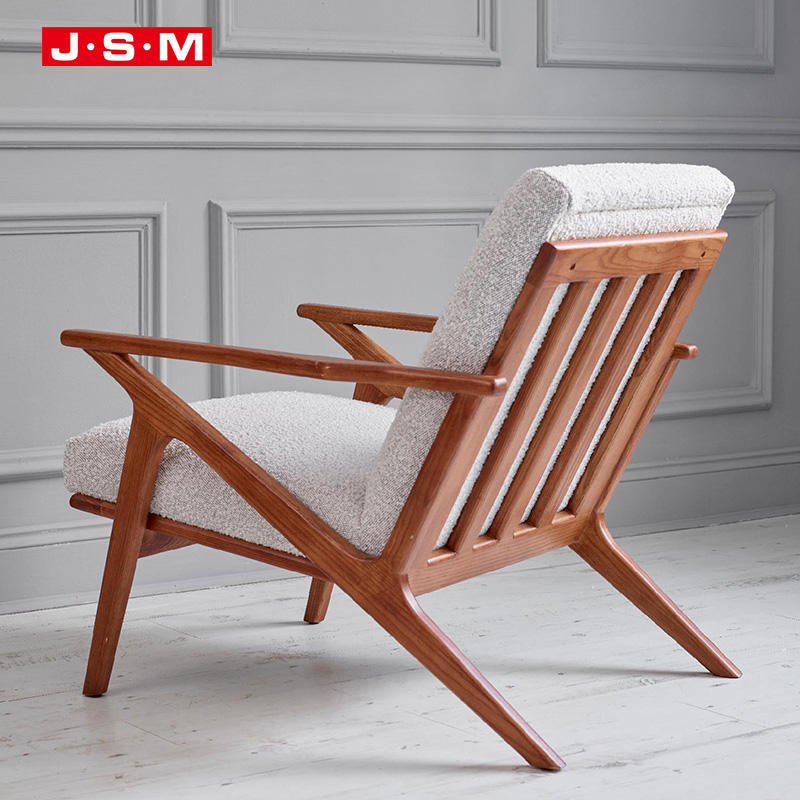 Modern Unique Outdoor Skirted Fabric Lounge Chaise Fabric Recliner Wood Carving Armchair