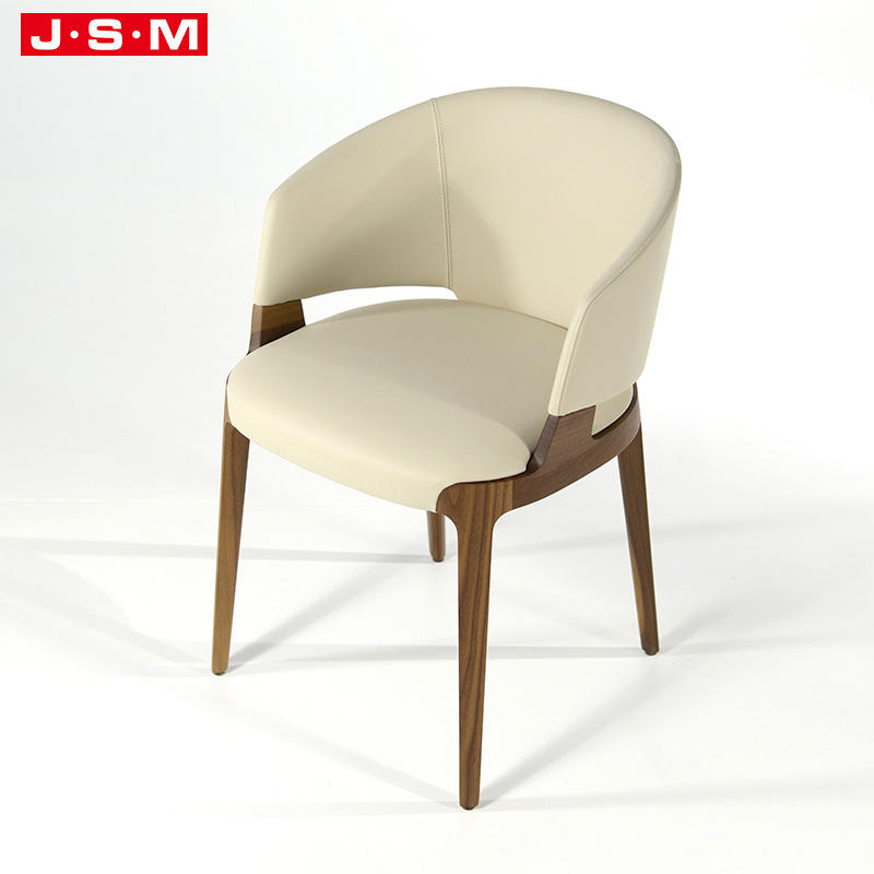 Classic Half Curved Back Living Furniture Minimalist Wood Arm Dining Chair