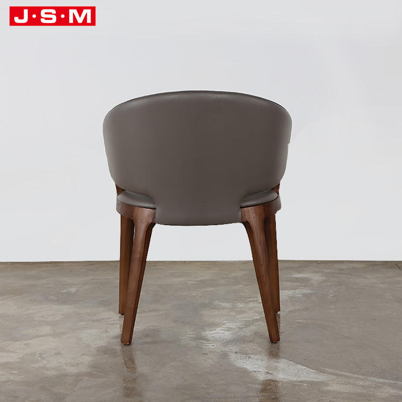 Classic Half Curved Back Living Furniture Minimalist Wood Arm Dining Chair