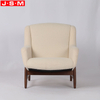 Nordic Living Room Sofa Chair White Fabric Solid Wood Frame Armchair