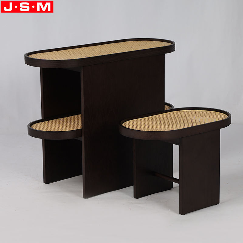 Wooden Coffee Tables Simple Rattan Oval Table Top Tea Tables For Living Room Corner Decoration