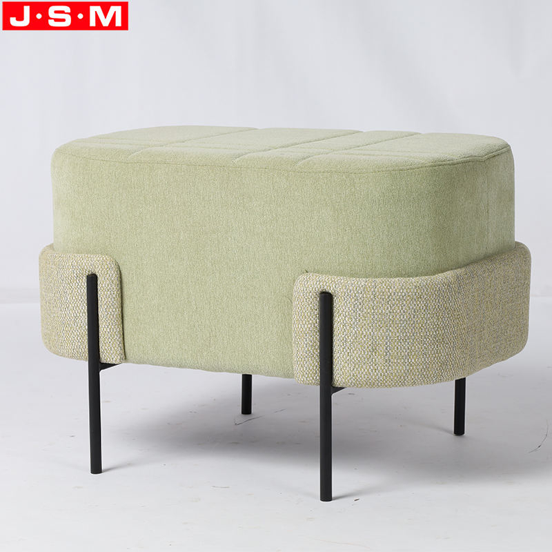 Oval Ottoman Stool Pouf Living Room Furniture Simple Home Metal Frame Ottoman