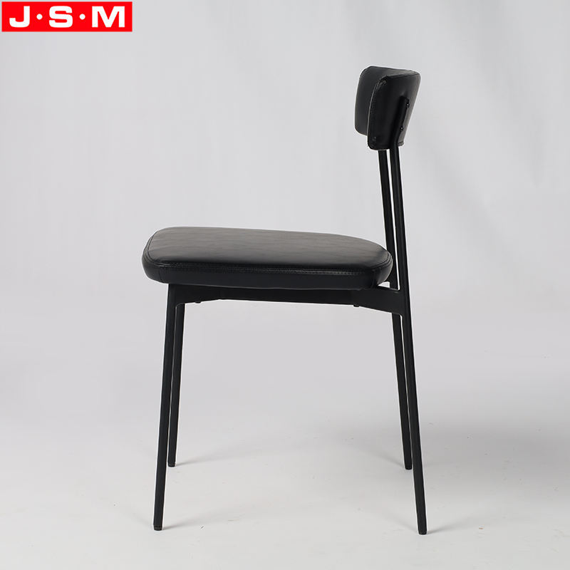 Metal Legs Restaurant Chair Black Home Dining Chair With Cushion Back And Seat