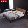 Modern American Style Brown Color Fabric Bed Wooden Frame Bed For Bedroom