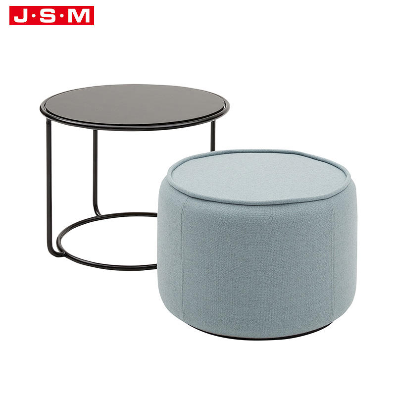 Hot Products Bedroom Round Blue Color Cushion Metal Coffee Table