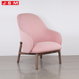 Living Room Furniture Pink Cushion Seat High Back Wooden Leg Armchair