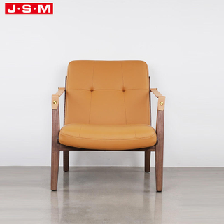 Quality Products Orange Fabric Leisure Chair Solid Wood High Back Armchair