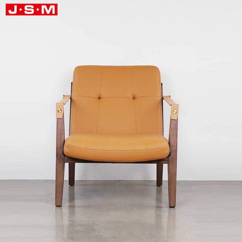 Quality Products Orange Fabric Leisure Chair Solid Wood High Back Armchair