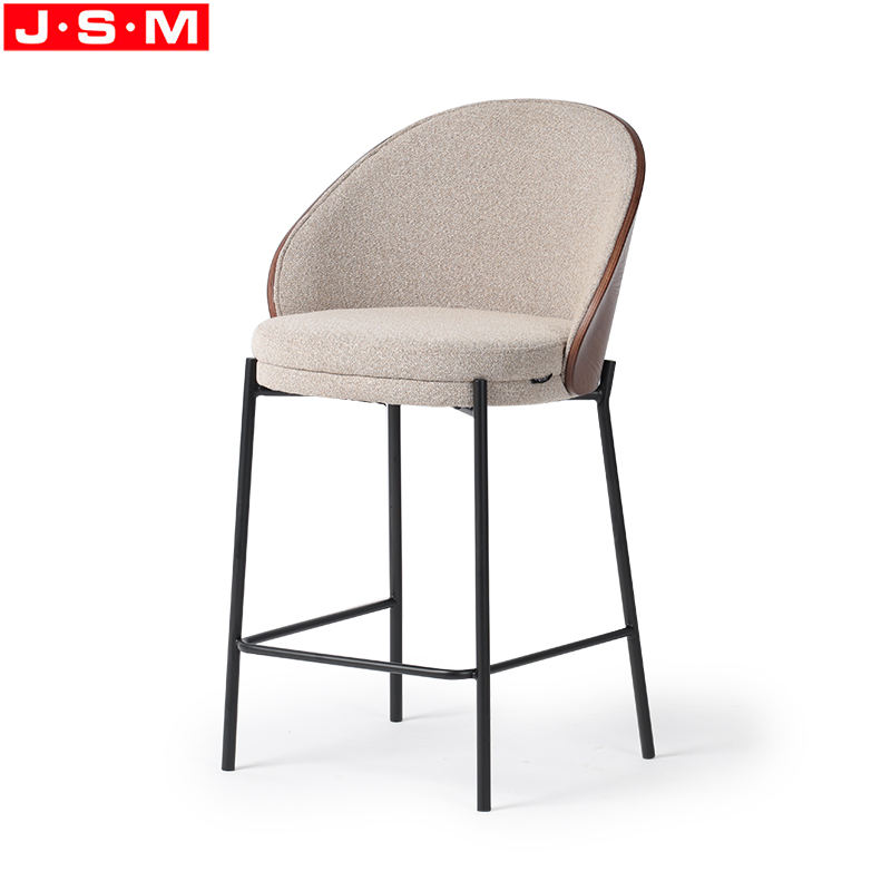 Contemporary Luxury Style High Chair Bar Stool Upholstered Metal Barstool