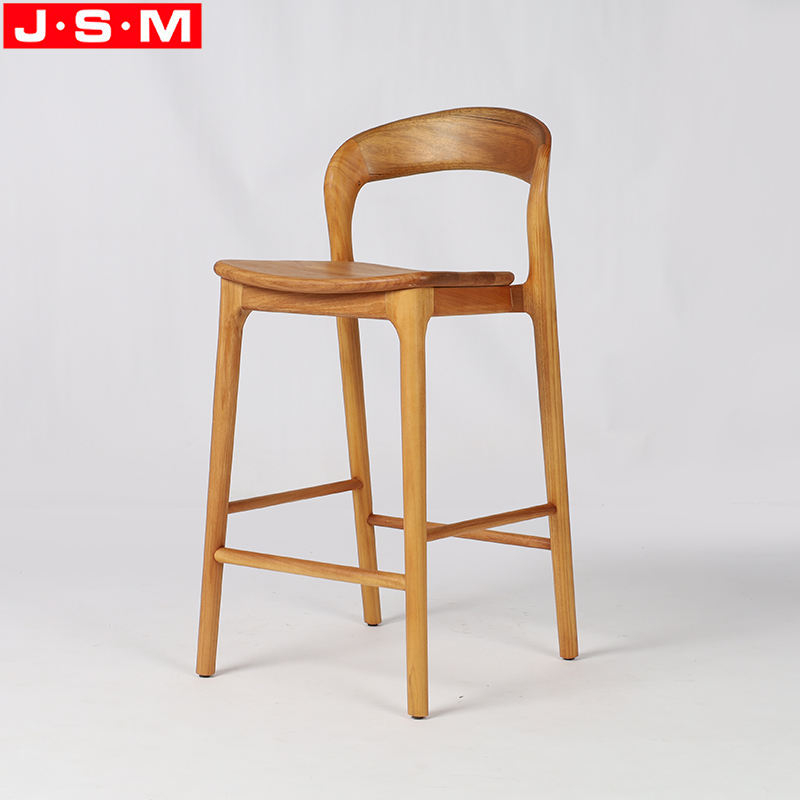 New Style Outdoor High Back Wooden Bar Stool Wtih South American Teak