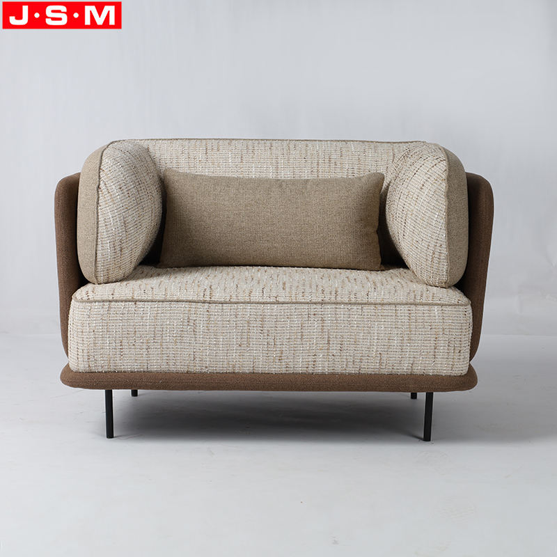 Nordic Bedroom One Seat Sofa Living Room Furniture Fabric Sofa With Metal Frame