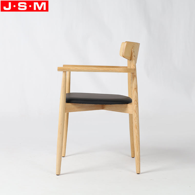 Cushion Seat Restaurant Ash Timber Dining Room Wooden Dining Chair With Armrest