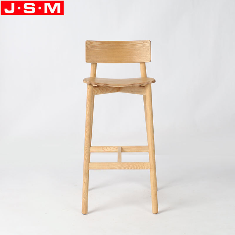 Commercial Furniture Restaurant Buff Ash Timber Wood High Back Bar Stools
