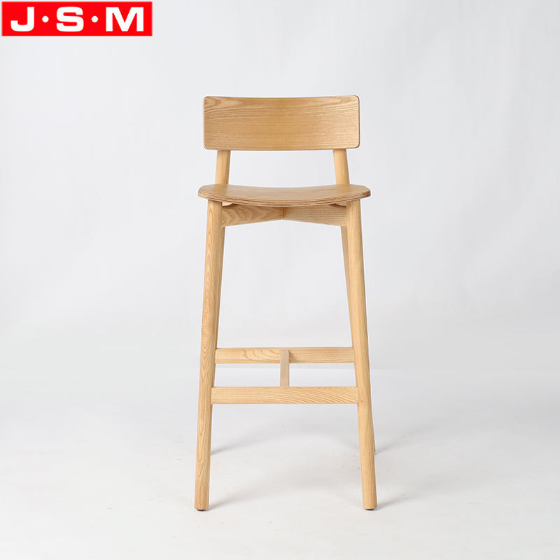 Commercial Furniture Restaurant Buff Ash Timber Wood High Back Bar Stools