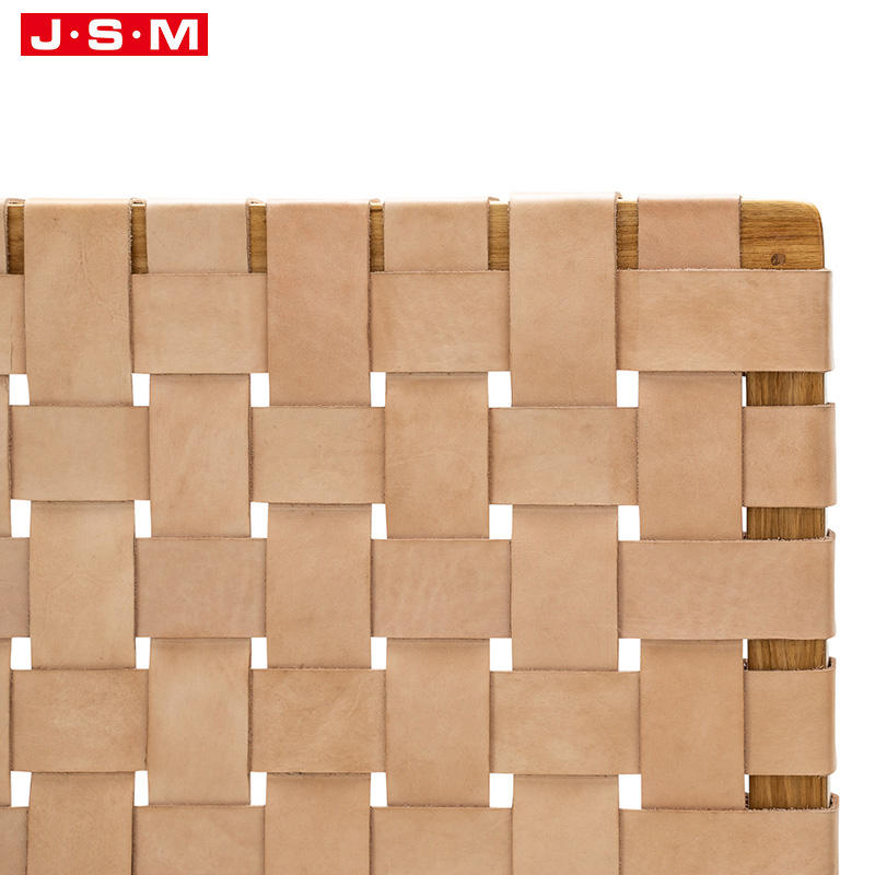 Modern Bedroom Double Bed Ash Timber Frame Woven Belt Headboard