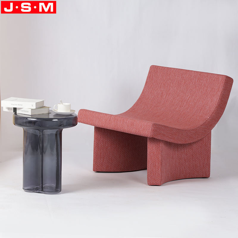 New Design Red Art Metal Frame Foam And Fabric Coffee Shop Sofa Armchair