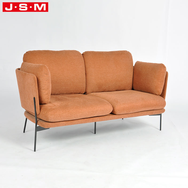 Luxury European Classic Tuffed Orange Modern Wooden Frame Royal Furniture Leather Sofa