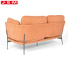 Luxury European Classic Tuffed Orange Modern Wooden Frame Royal Furniture Leather Sofa