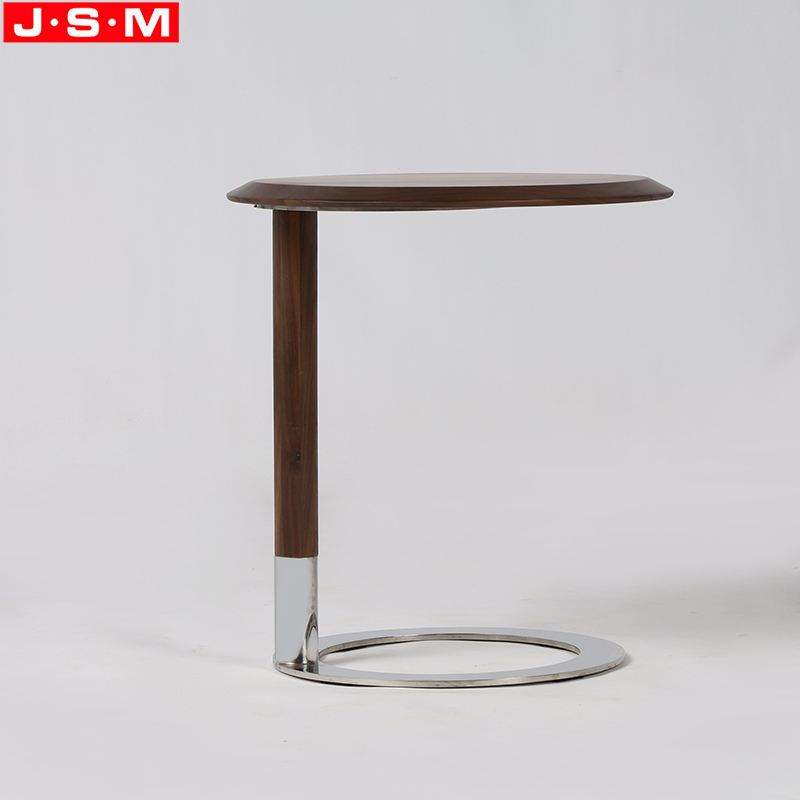 Ash Timber Furniture Living Room Wooden Bedroom Slide Metal Base Coffee Side Table