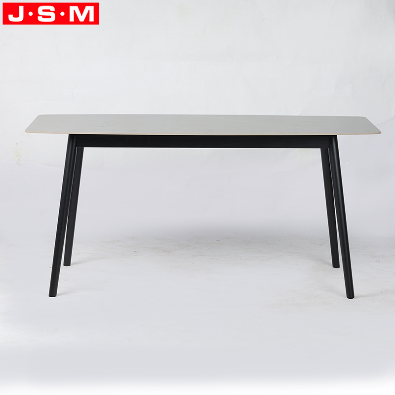 Ceramic Top Wood Dining Table Tempered Glass Top Dining Room Table