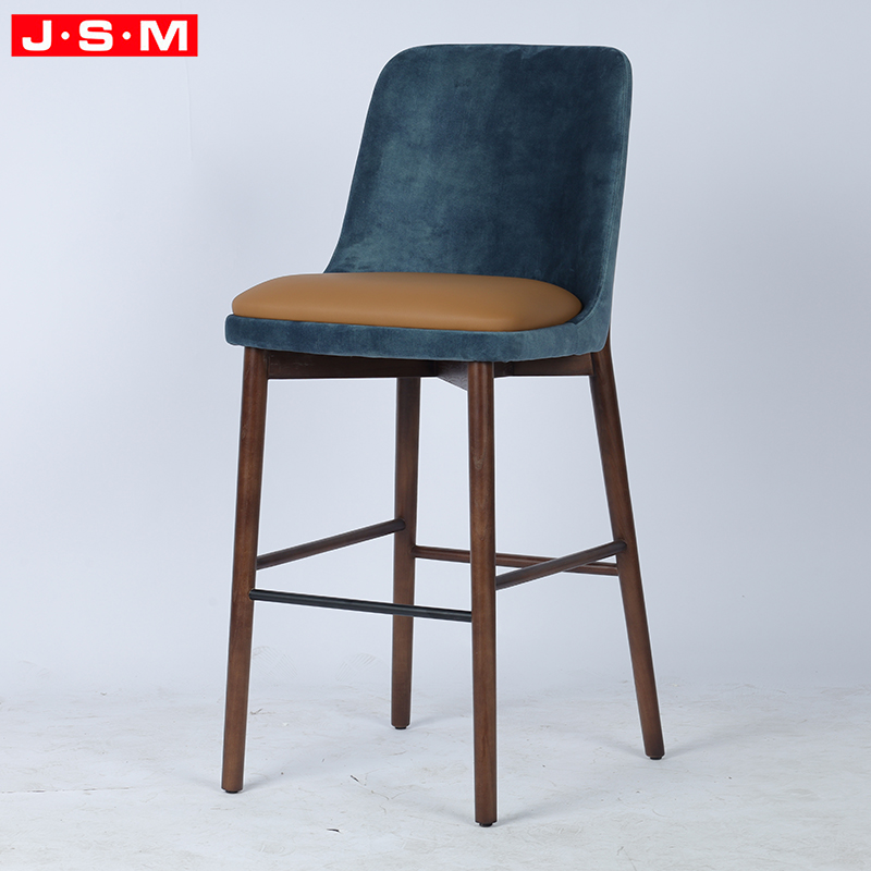 Luxury Modern Bar Chairs Stools Restaurant Nordic Breakfast Velvet Leather Wood Stool High Counter Bar Chair