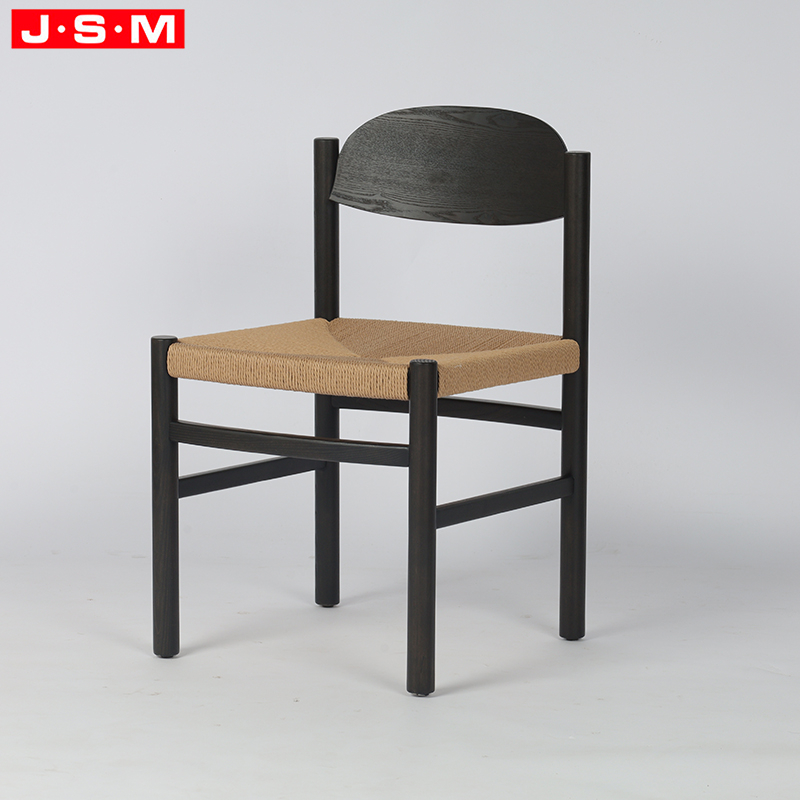 Sillas Comedor Paper Rope Seat Restaurant Wooden Chairs Stackable Nordic Solid Wood Dining Chair