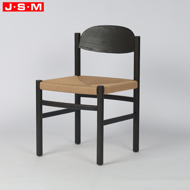Sillas Comedor Paper Rope Seat Restaurant Wooden Chairs Stackable Nordic Solid Wood Dining Chair