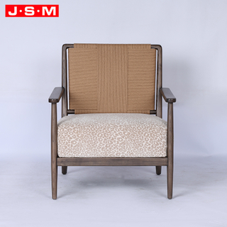 Nordic Modern Arm Chair Wooden Manufacturer Living Room Furniture Poltrona Paper Rope Back Leisure Accent Chair