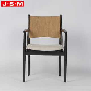 Chaise De Salle Manger Noire Japandi Nordic Style Oak Wood Chair Minimalist Paper Rope Back Dining Room Chairs for Home Kitchen