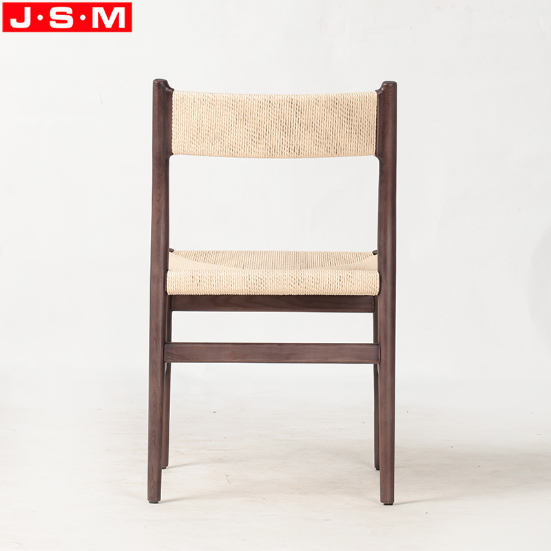 Brown Solid Wood Luxury Dining Chair High Quality Paper Rope Back Ash Timber Frame Wood Chair