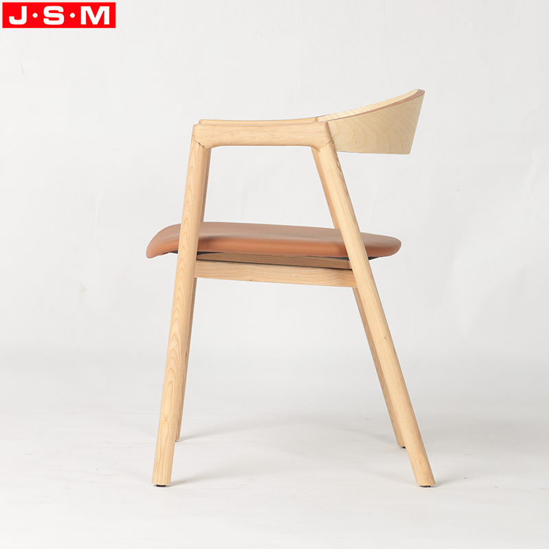 Simple Style Hotel Indoor Cushion Seat Chair Ash Timber Frame Dining Chair With Armrests
