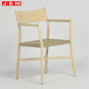 2022 New Designer Cream Caramel Leather Room Furniture Dining Chair With Arms