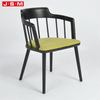 Modern Hotel Restaurant Fabric High Back Patio Solid Wooden Black Dining Chair